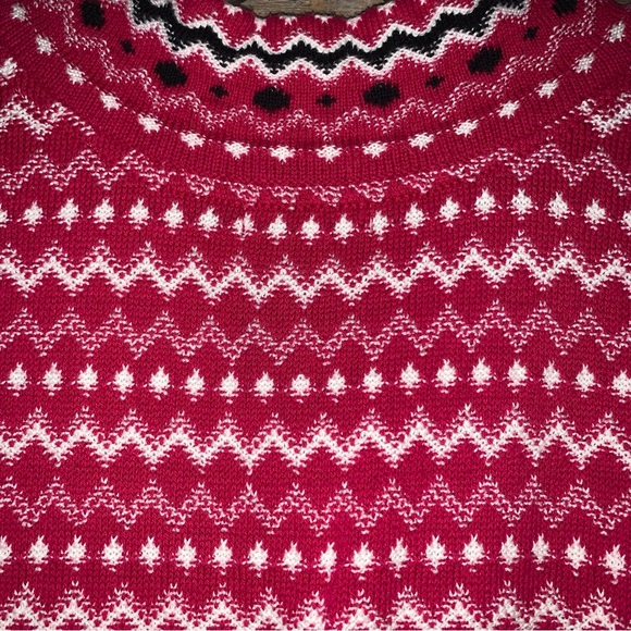 Women’s M TOMMY HILFIGER Red Raspberry Nordic Knit V-Neck Tunic Sweater Vest EXC - Picture 10 of 13